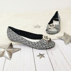 Vintage Mudd gingham daisy peep toe flats size 8